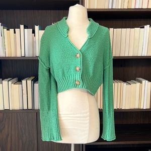 Urban Outfitters BDG Cropped Kelly Green Cardigan